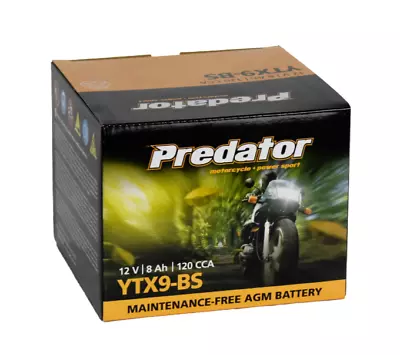 YTX9-BS 12V Predator Motorcycle Battery - AGM ETX9 MX9-4 TX9 • $69.60