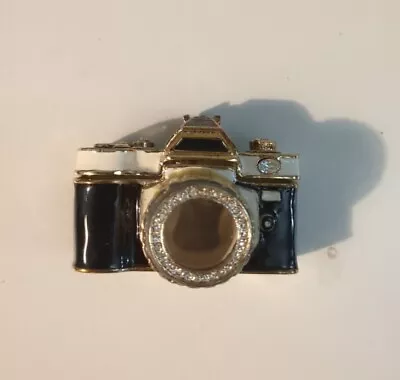 Vintage Enamel Trinket Box Camera Art Deco Jeweled • $15.99