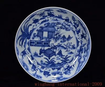 China Ming Dynasty Blue&white Porcelain Tongzi Children Tray Pallets Dish Plate • $424.15