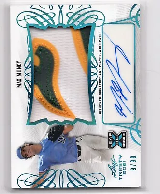 2021 Leaf Trinity Max Muncy RC Rookie 3CLR Patch AUTO #9/99 (PJ) • $1.25