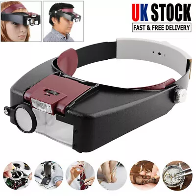 £10.99 • Buy Headband Visor Magnifier Head Lamp Magnifying Glass Jeweler Loupe With LED Light