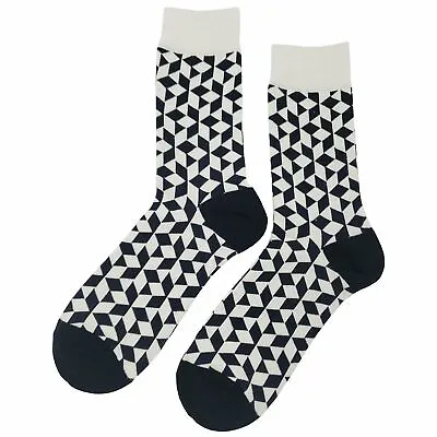 NWT White Black Mash Dress Socks Novelty Men 8-12 Multicolor Crazy Fun Sockfly • $8.99