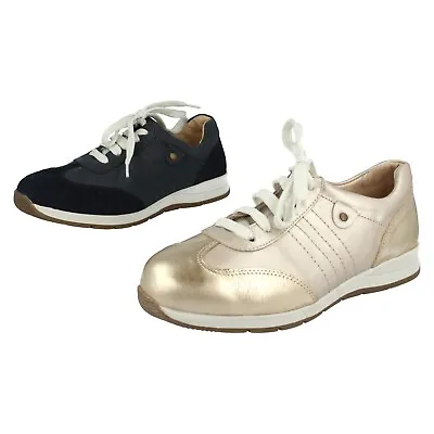 Ladies Slight Factory Second EasyB Leather LaceUp Wide Fitting Trainers: Crystal • £25