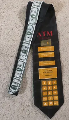 Slice Of Life ATM Money Mens Vintage Novelty Tie Polyester L 58” W 4” • $5.99
