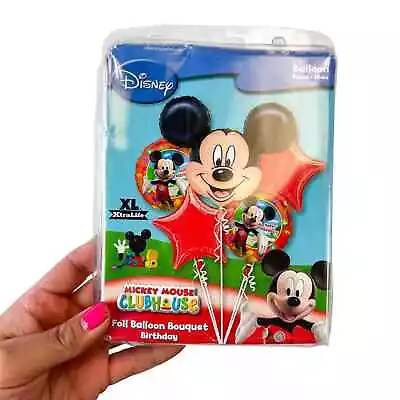 New Disney Mickey Mouse Clubhouse Foil Balloon Bouquet XL 5 Pieces Birthday • £9.73