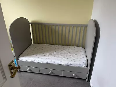 IKEA Gonatt USED Cot Cotbed With Or Without Mattress Grey With Drawers • £0.99