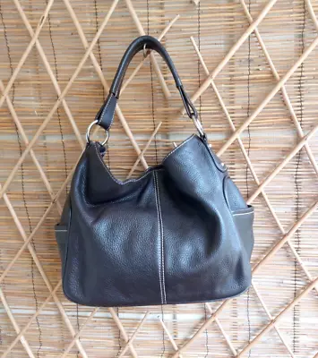 TOD'S Pebbled Brown Leather Hobo Shoulder Bag Handbag • $35