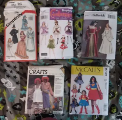 $19.99 • Buy Vintage Adult Costume Halloween Costume Sewing Patterns Lot Of 5