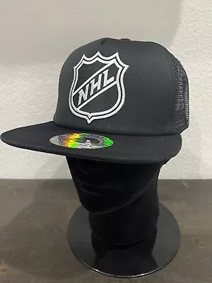 Nhl Hockey Shield Crest Logo Adult Size Trucker Snapback Mesh Hat Cap Black New • $22