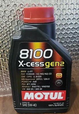 Motul 8100 X-cess Gen2 Sae 5w-40  ~ 1qt. • $15.99