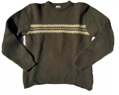 Vintage SKYR 100% Wool Pullover Sweater Classic  Mens Green Fair Isle Sz M • $29.99