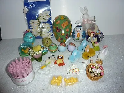 Large Lot Of Vintage Modern Easter Miniatures Craft Parts Tin Wood Plastic +++ • $19.99