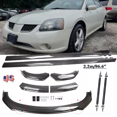 For Mitsubishi Galant ES Carbon Fiber Front Bumper Lip Spoiler 86.6  Side Skirt • $169.99