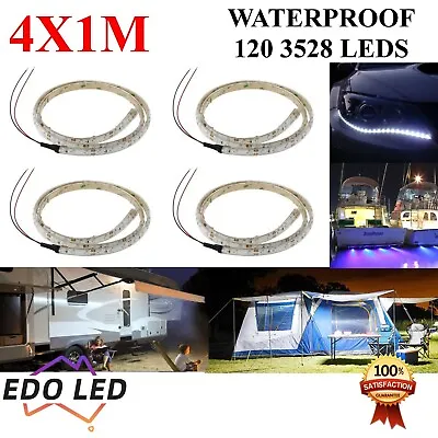 $19.99 • Buy 4X 1M 12V Waterproof Cool White 3528 Flexible Led Strip Lights Camping Boat Car