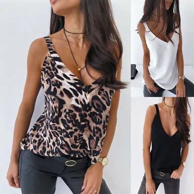 £10.29 • Buy V-Neck Cami Vest Sleeveless Summer Loose Women Tank TopS T-Shirt Blouse Ladies