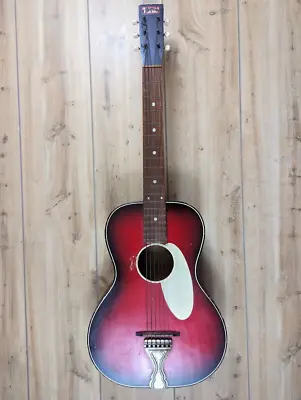United Guitar Co. Rhapsody Acoustic Guitar Red Sunburst Parlor Very Rare 50s 60s • $209.44
