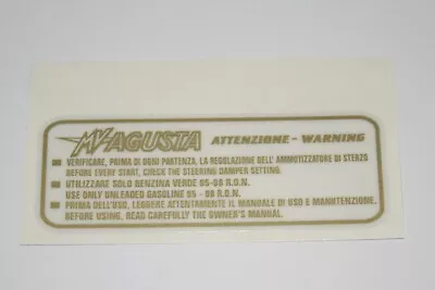 MV Agusta F4 ATTENZIONE – WARNING Fuel Tank Decal Sticker • $8.68