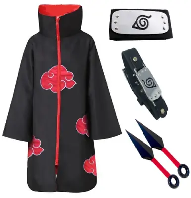 Naruto Cosplay Costume Cloak RobeSize XL For Adults With Headband Bracelet Props • £34.79