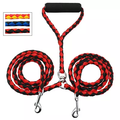 $20.89 • Buy 2 Way Strong Dual Dog Leash Coupler Twin Lead Nylon Rope For Two Pet Walking Red