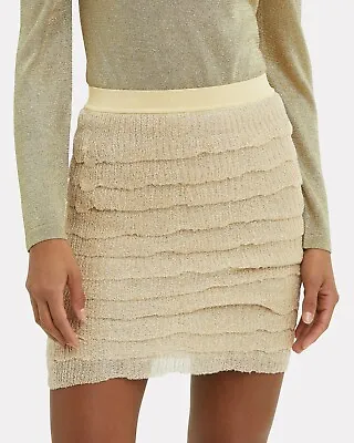 Missoni Tiered Ruffle Gold Metallic Knit Mini Skirt Sz 42 $755 NWT • $169