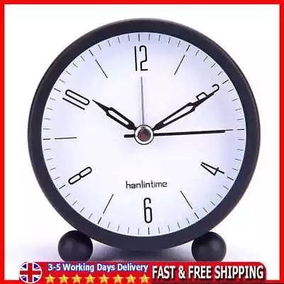 £9.09 • Buy 4 Inch Round Desktop Clock Silent Mute Luminous Alarm Clock Fashion (Black)