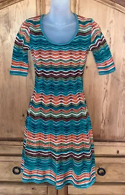 Classic MISSONI Zig Zag Cotton Blend Knit Dress Size 36 / US 4 Small • $125