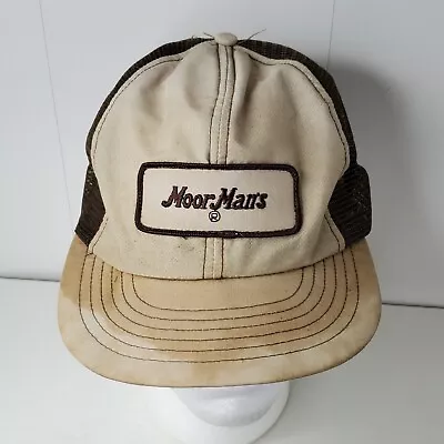VTG Moor Mans Feeds Spelled Out Logo Patch Snapback Hat Farmers Cap Foam USA • $12.99