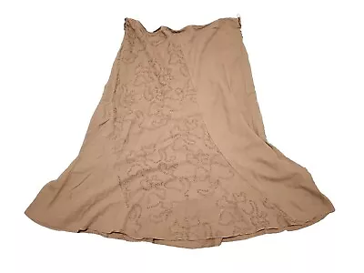 Saloos Collection Womens UK20 Light Brown Long Linen Mix Skirt • £6.60