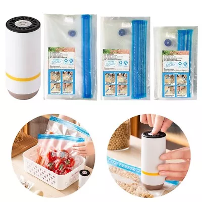 Reusable Vacuum Seal-Bags Sealer Food Saver Storage Bag Electric Vaccum Pump Set • $20.81