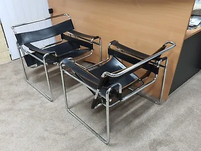 $2500 • Buy Real Leather Wassily Designer Chairs Sometimes Known As Bowie Chair Metal Frame 