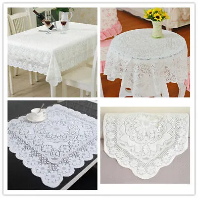 £6.35 • Buy White Embroidered Lace Tablecloth Dining Table Cover Mat Doilies Wedding Decor
