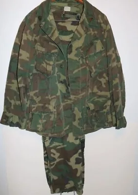 Large Vietnam War Brown Dominant Jungle Shirt Trousers Slant Pocket Fatigues • $149.99