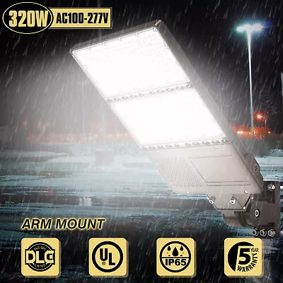 320W LED Parking Lot Light Dusk To Dawn Street Shoebox Pole Area Light Arm Mount • $170.16