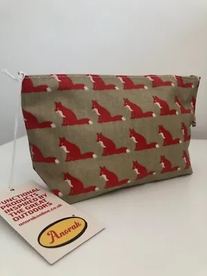 Cosmetic Toiletry Make Up Bag 100% Cotton Pvc Coated Fox Design Brand New • £2