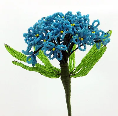 Vintage French Glass Beaded Turquoise Forget Me Not (LS #2) Flower Bouquet • $26.99