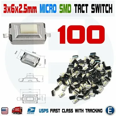 $4.63 • Buy 100Pcs Momentary Tact Tactile Push Button White Switch Micro SMD SMT PCB 2 Pin