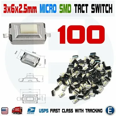 100Pcs Momentary Tact Tactile Push Button White Switch Micro SMD SMT PCB 2 Pin • $4.75