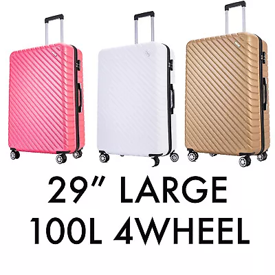 29  Large 4 Wheel Lightweight Suitcase HardShell ABS Luggage Travel Trolley Bag • £49.99