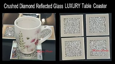 SILVER BLING CRUSHED DIAMOND ELEGANT STUNNING Luxury MIRROR SHINE 2021 COASTERS • £4.99