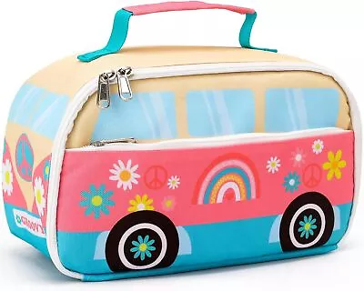 Hippie Bus Insulated Lunch Bag For Boys Girls Groovy Reusable Meal Tote Cooler C • $23.05