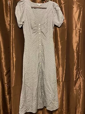 MADEWELL Women’s Polka Dot Short Sleeve Midi Gray/White Dress Size 0 • $25