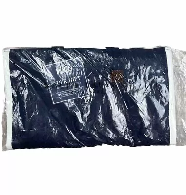 Vintage POLO RALPH LAUREN Blue Large Garment Duffle Travel Bag Leather • $34.99