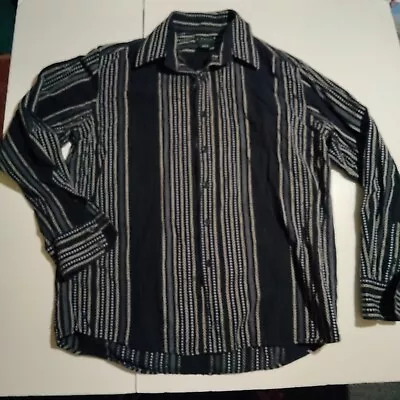 J. Ferrar Black Modern Fit Striped Long Sleeve Button Up Shirt XL 17 -17 1/2 • $7.99