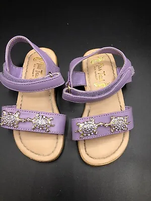 Adorable MISS TRISH Purple Sea Turtle Sandals Shoes Size 7 Girls Rhinestone  • $12.99