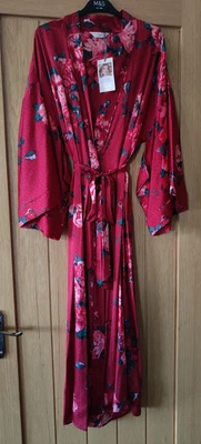 £19.99 • Buy M&S Rosie Satin Floral Print Wrap / Dressing Gown Small & Large