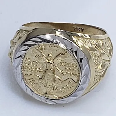 Solid 14k Gold 50 Pesos Coin Centenario Ring Size 8 9 10 11 12  • $558.06