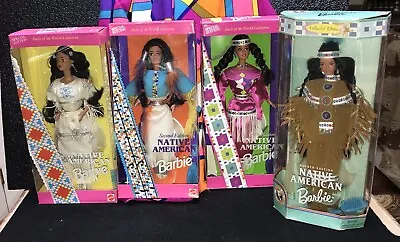 Native American Barbies Complete Lot Of 4 Dotw 1-4 Eds. 1992-1997 Nrfb! • $99.95
