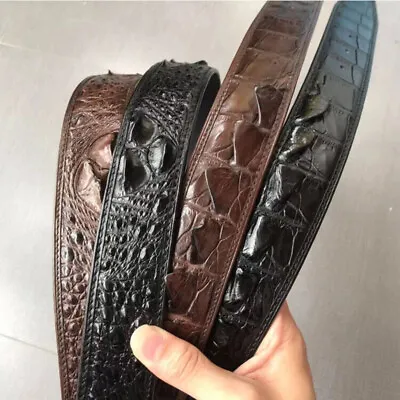 No Jointed -Men's Luxury Alligator Crocodile Skin Leather Belt For Pin Buckle • $53.88