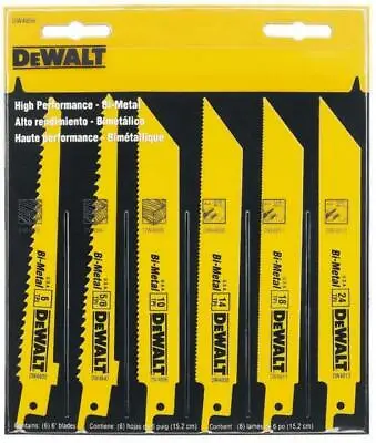 $29.95 • Buy DEWALT DW4856 Reciprocating Saw Blade Set - 6 Piece