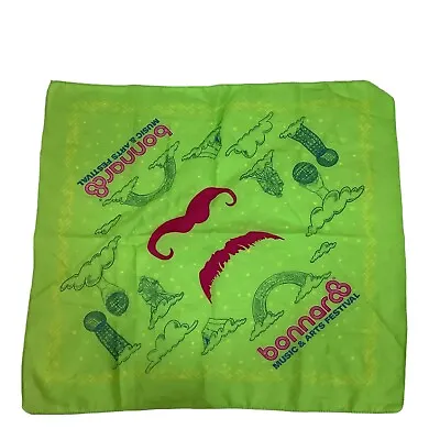 Bonnaro Music Arts Festival Green Pink Scarf 20  Sq Pink Mustache Mic Globe • $13.42